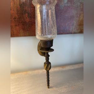 Vintage 15” Crackle Glass Sconce